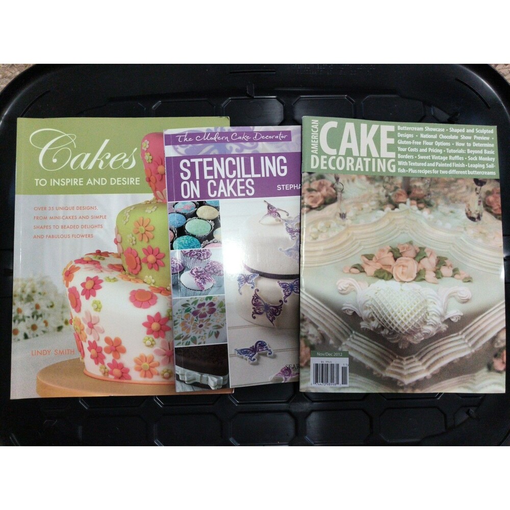 Lot of 3 Cake Decorating Books 2012 American, Stenciling, Inspire and Desire